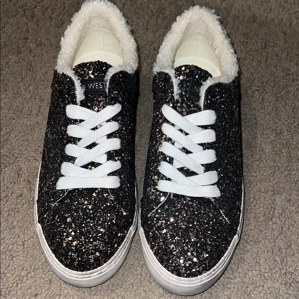 Nine West Black Glitter Women's Sneakers Sz 10